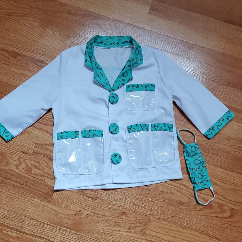 Kids Dress Up Medical Coat & Adjustable Mask